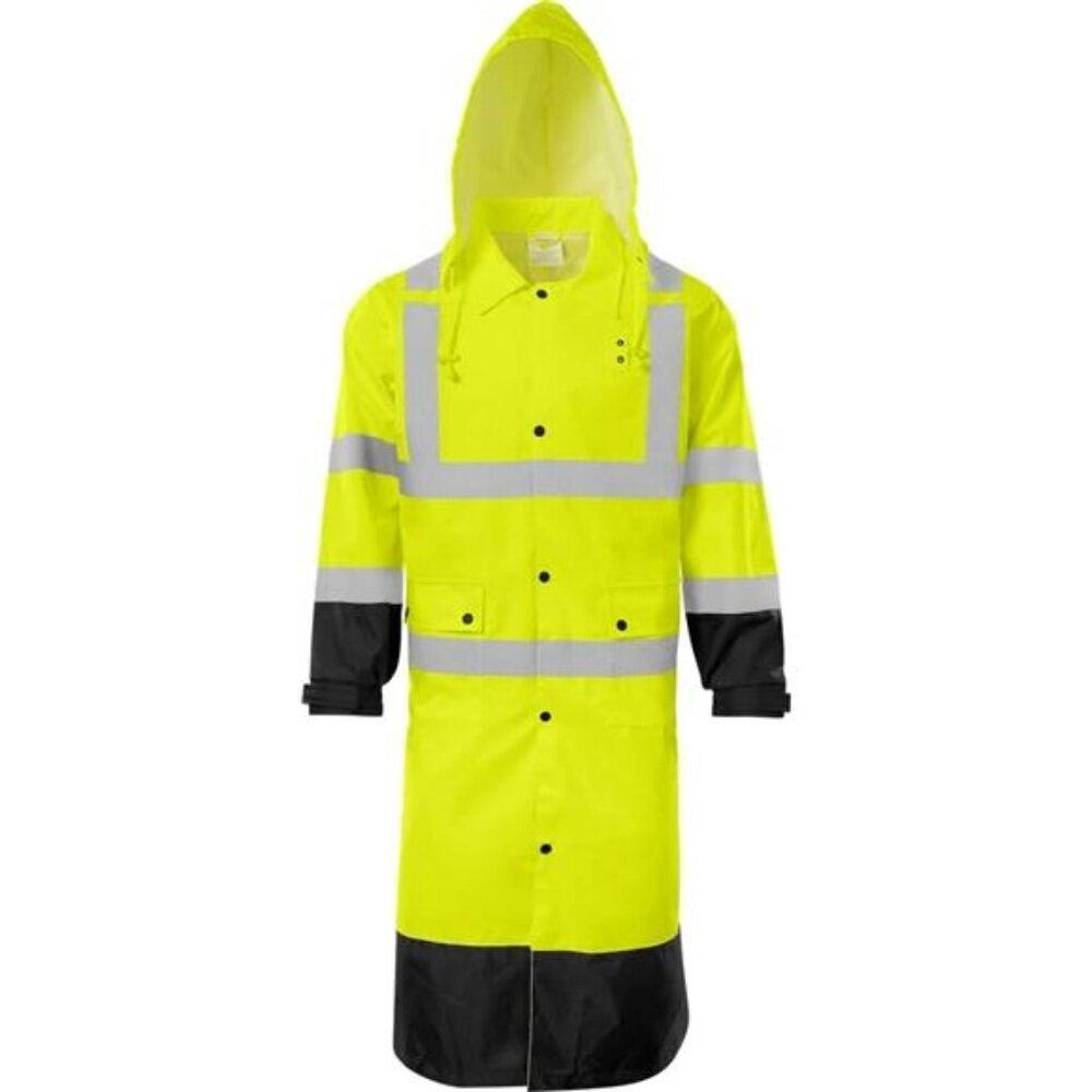 49” Black Bottom Raincoat w/Tuckaway Hood & Black Soil